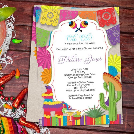 Baby Shower Fiesta Mexican Themed Baby Shower Invitation