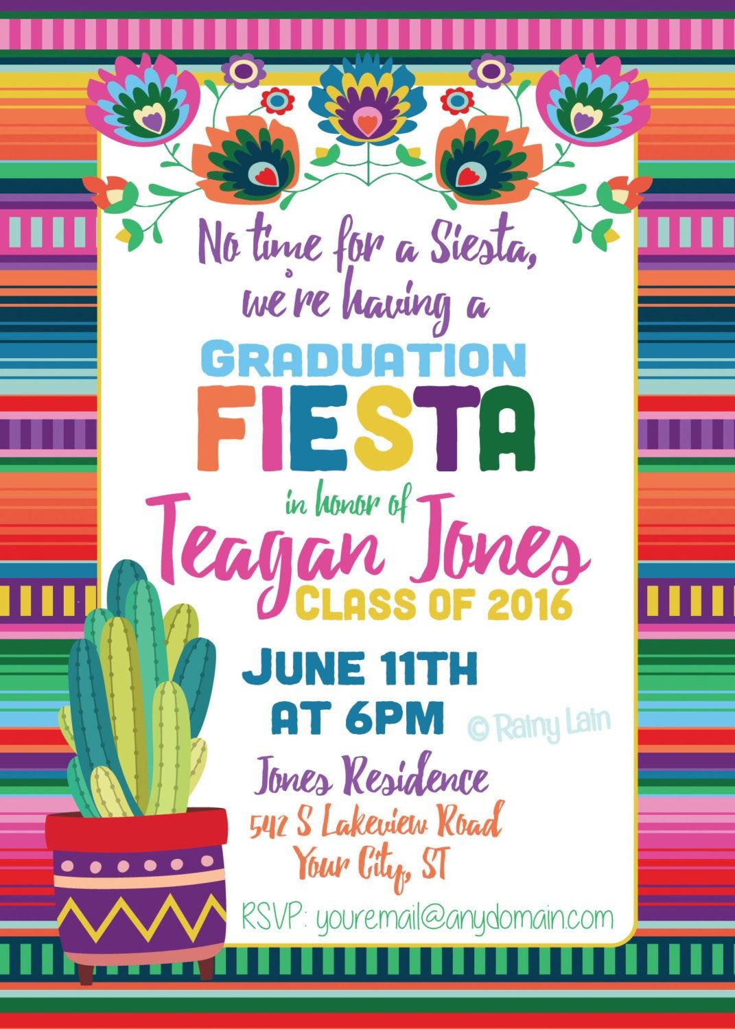 Fiesta Graduation Invitation Printable Fiesta Invite