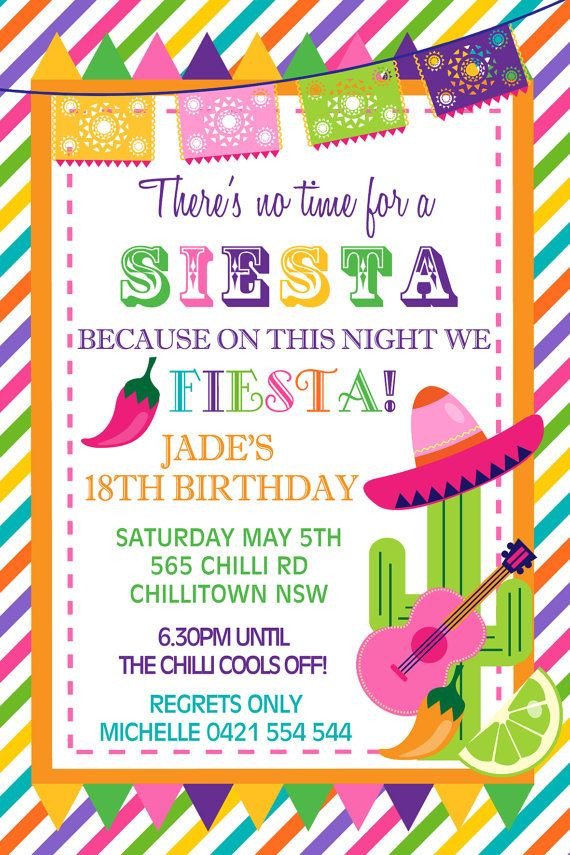 Personalised Personalized Mexican Theme Siesta Fiesta
