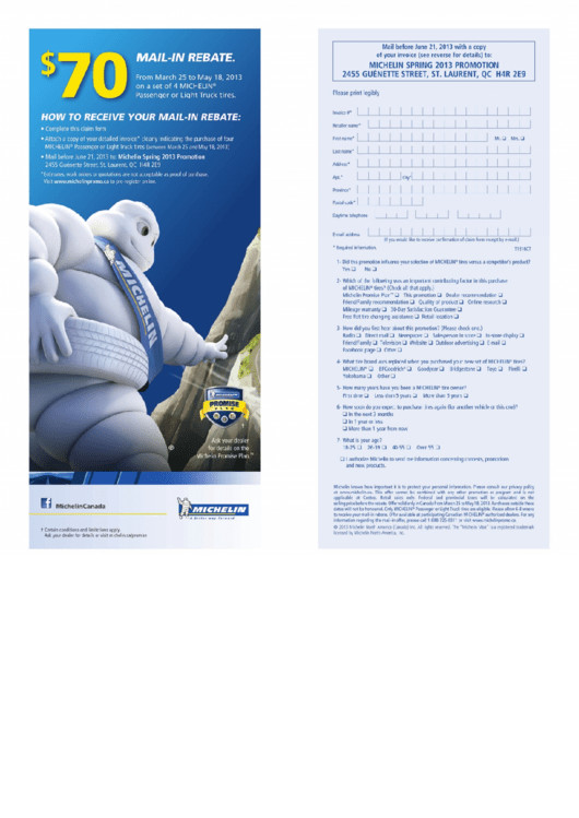Top 5 Michelin Rebate Form Templates free to in