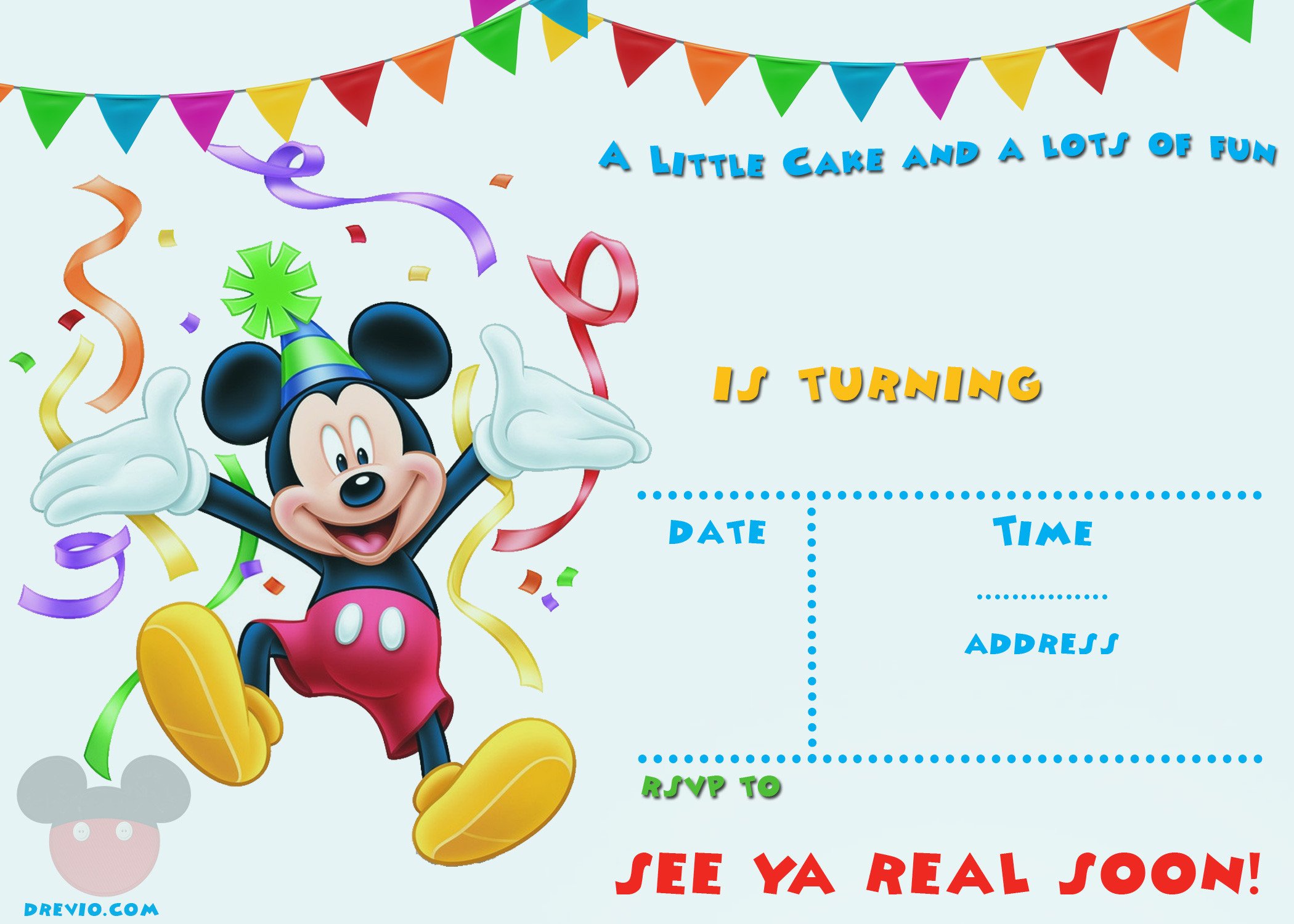 FREE Mickey Mouse 1st Birthday Invitations – FREE