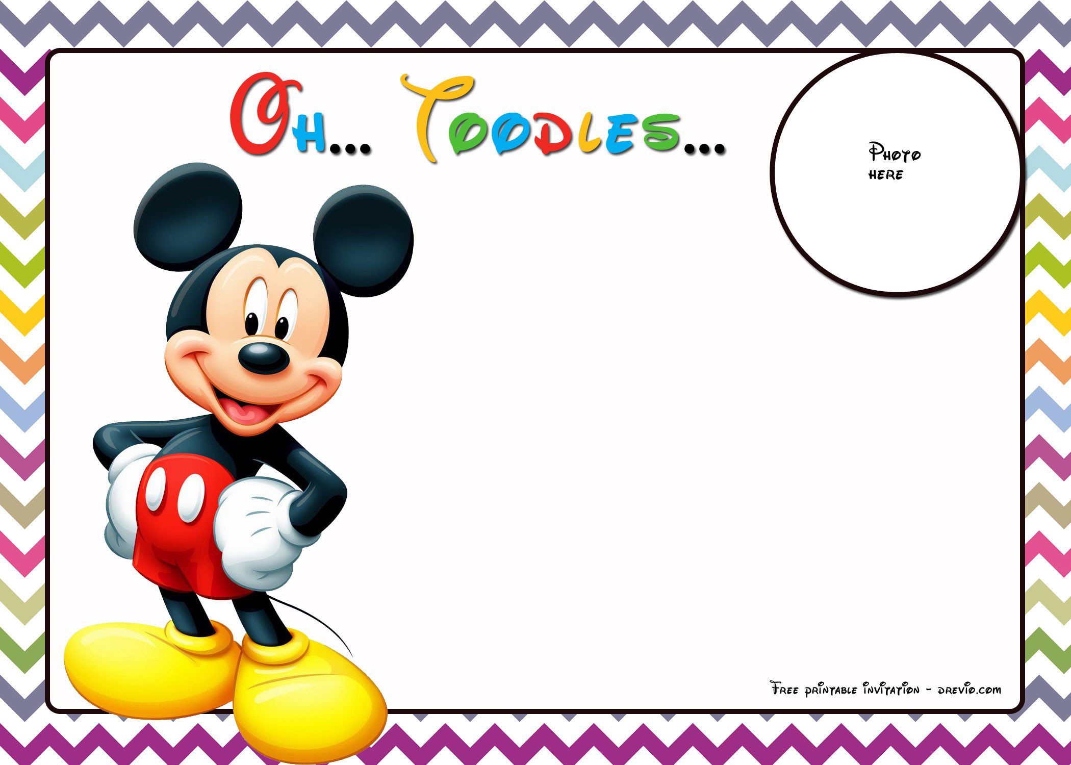 FREE Mickey Mouse Birthday Invitations Template – Chevron