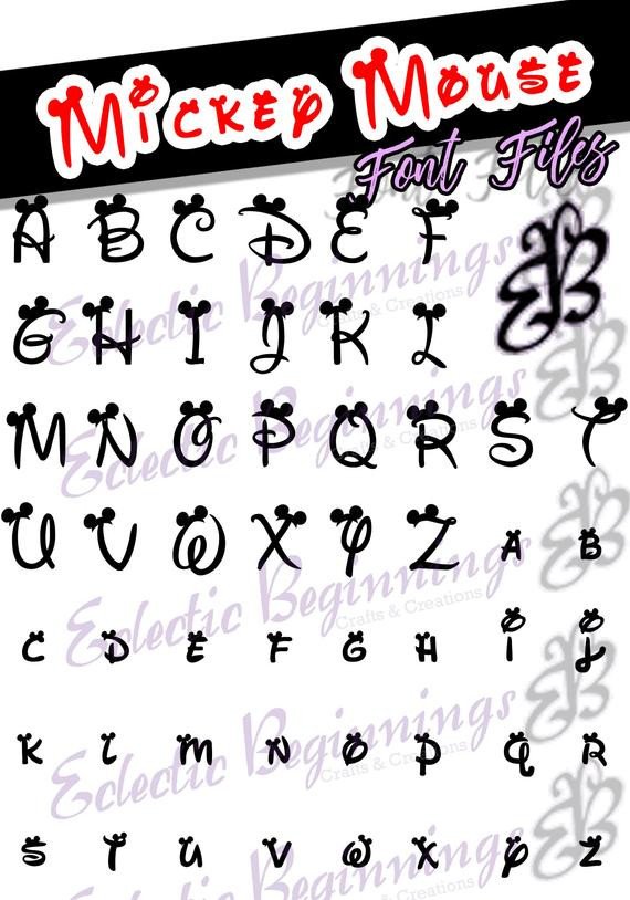 Font TTF OTF Files Disney Mickey Mouse Ears Letters Alphabet