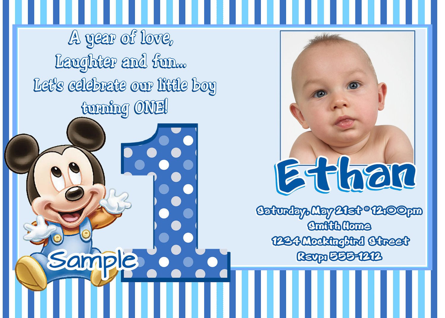 Mickey Mouse 1st Birthday Invitations Baby Mickey Mouse 1st