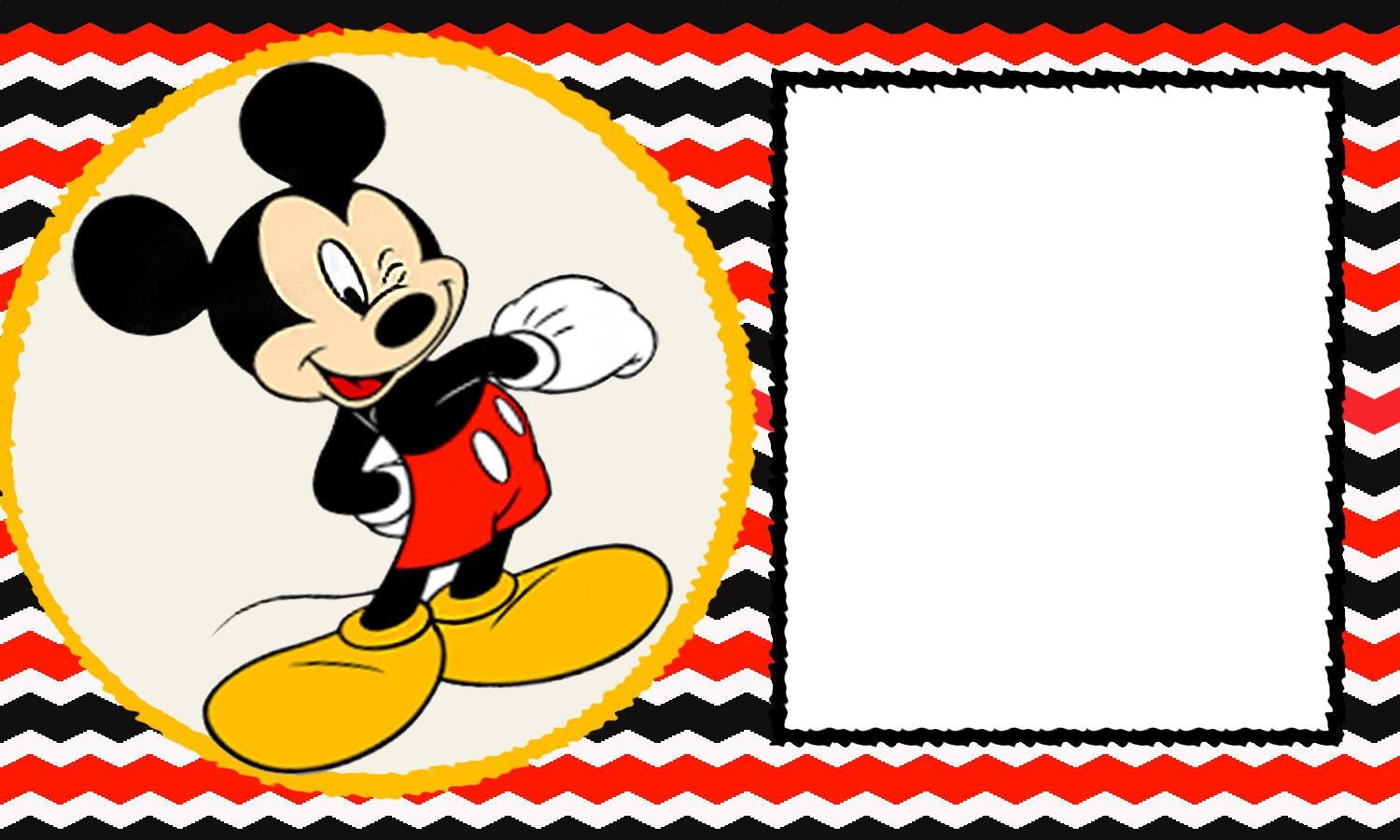 FREE Blank Mickey Mouse 1st Invitation Chevron Template