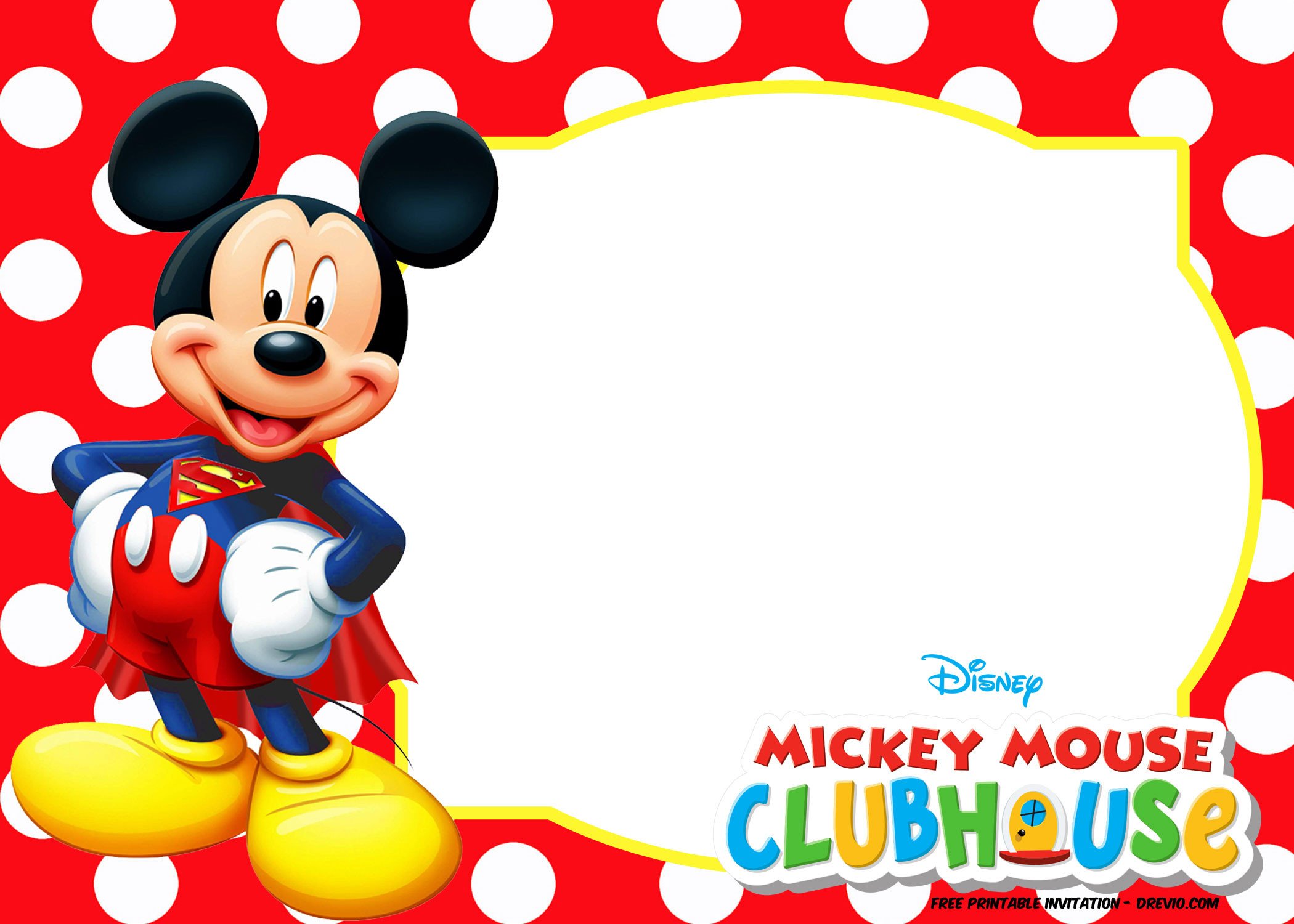 Mickey Mouse Polka Dot Invitation Templates