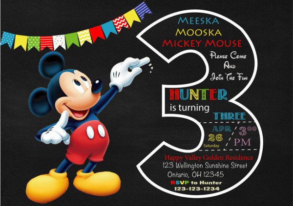 9 Mickey Mouse Invitations Free PSD JPG Vector Format