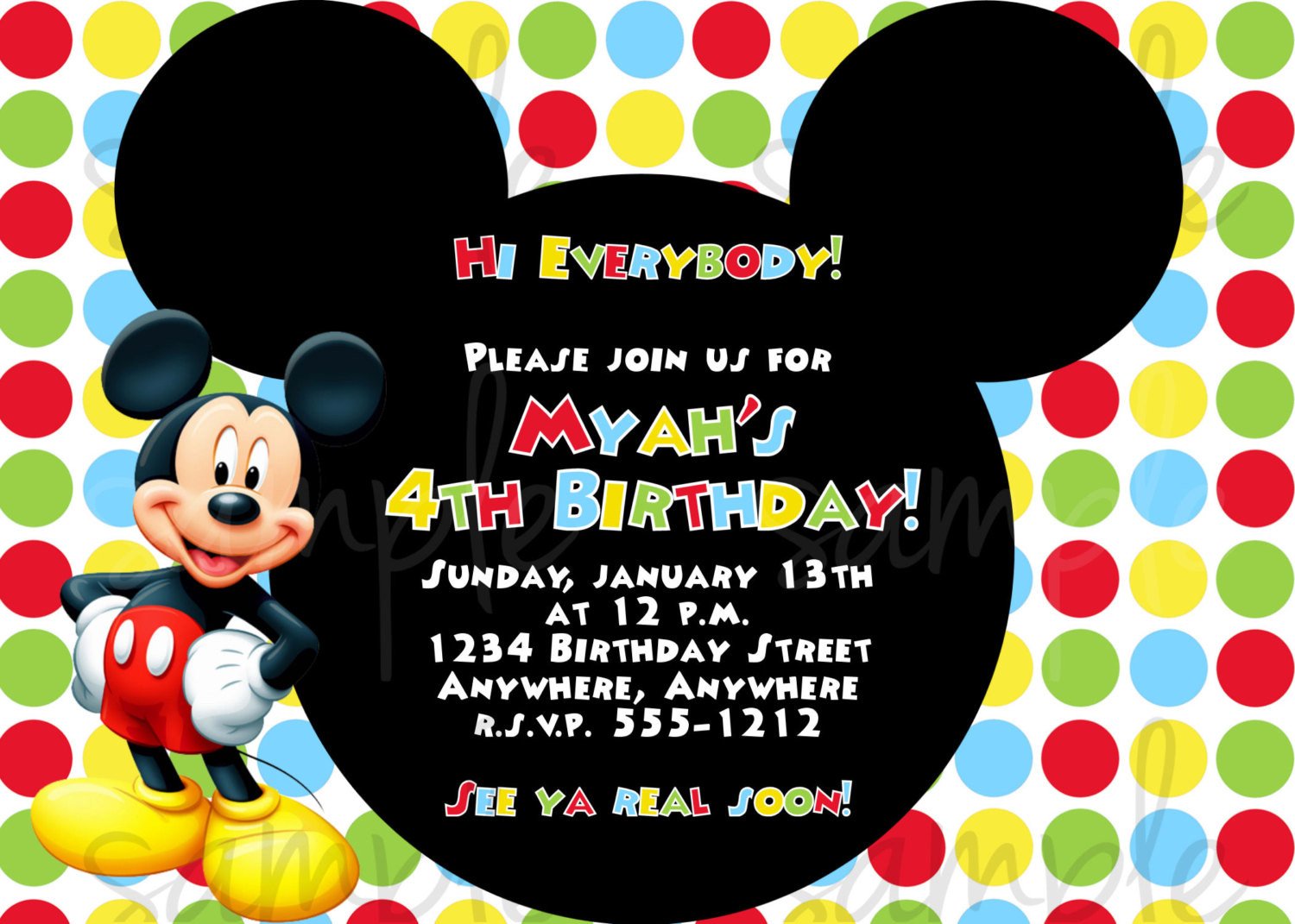 Mickey Mouse Birthday Invitation