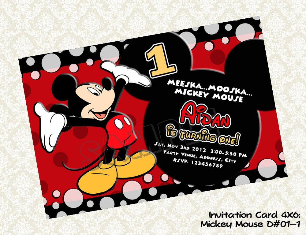 FREE Printable 1st Mickey Mouse Birthday Invitations