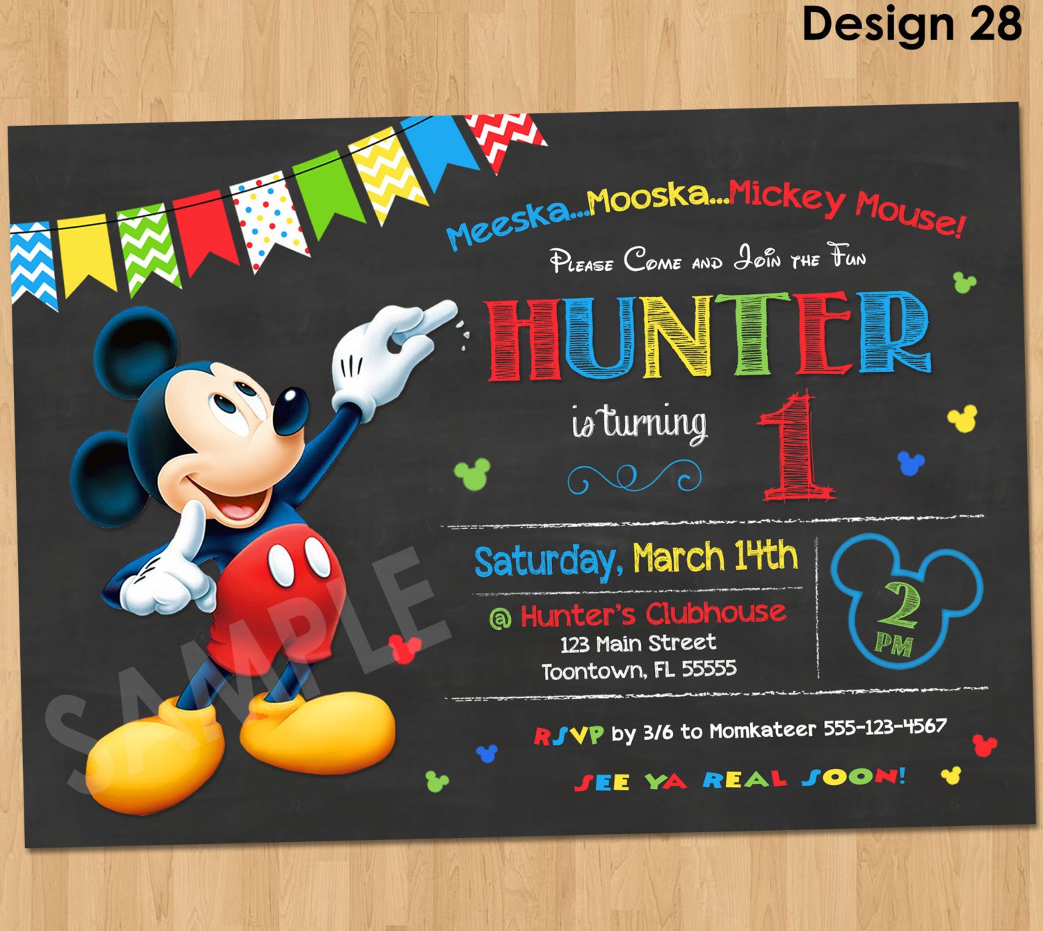 Mickey Mouse Birthday Invitation Mickey Mouse Clubhouse