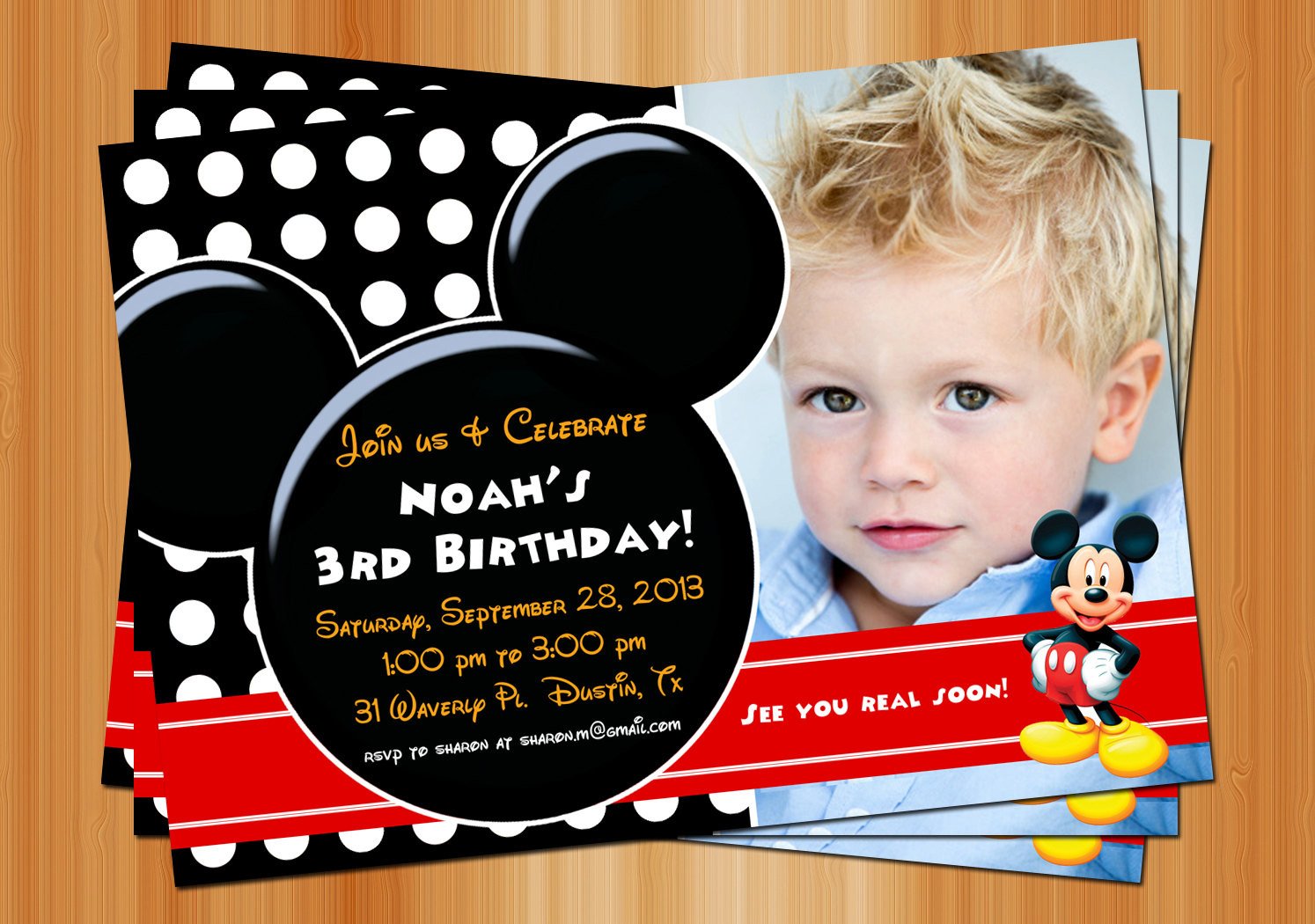 Mickey Mouse Birthday Invitation Printable Birthday Party