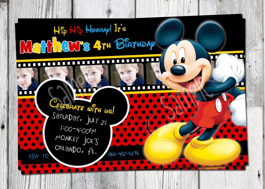 Mickey Mouse Birthday Invitation Printable Boys Personalized