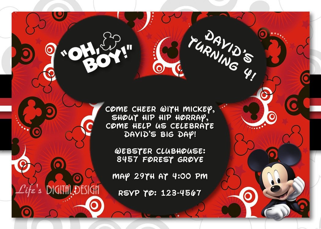 Mickey Mouse Invitation Birthday with Options