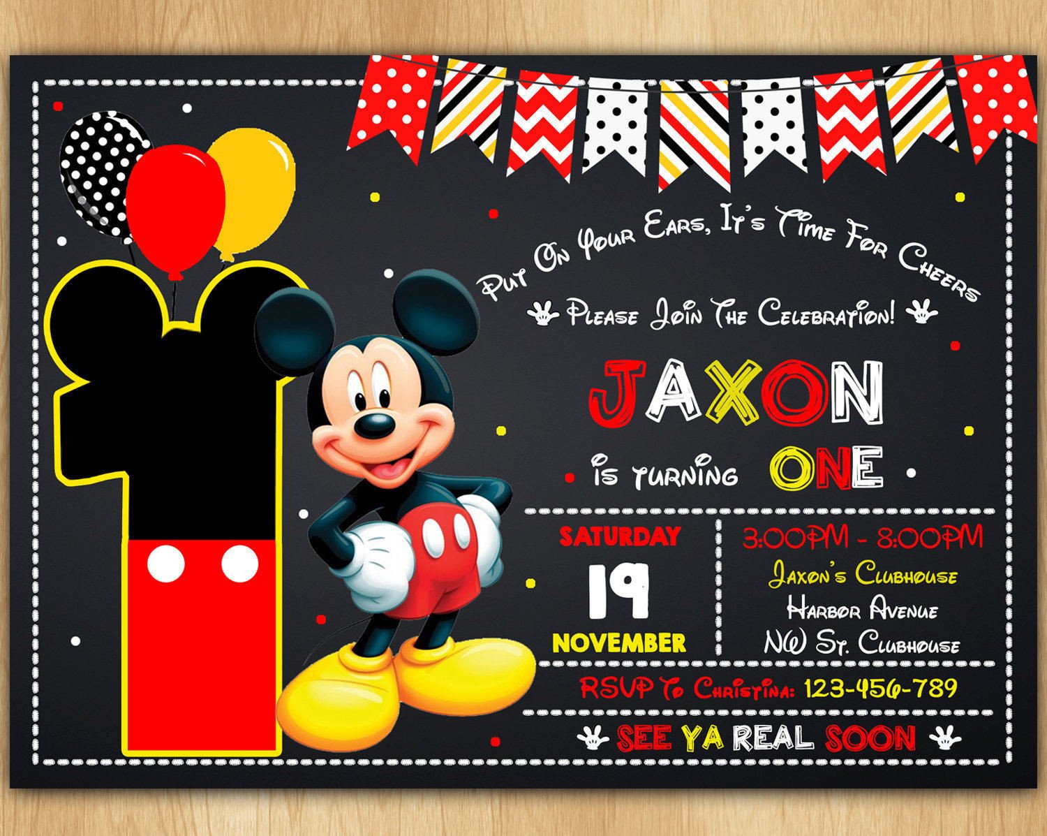 Mickey Mouse Invitation Mickey Mouse Invite Mickey Mouse