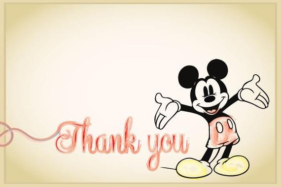Classic Mickey Mouse or Minnie Mouse Birthday Thank You Cards
