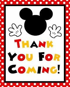 Disney Mickey Mouse STAND UP 8 5x11 Thank you For ing