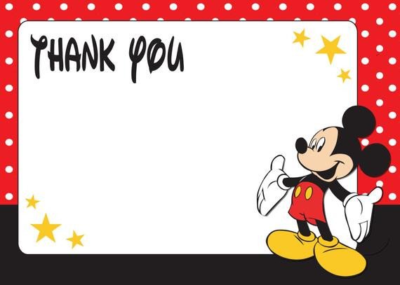 Items similar to Red Mickey Mouse Thank You Tags PDF File