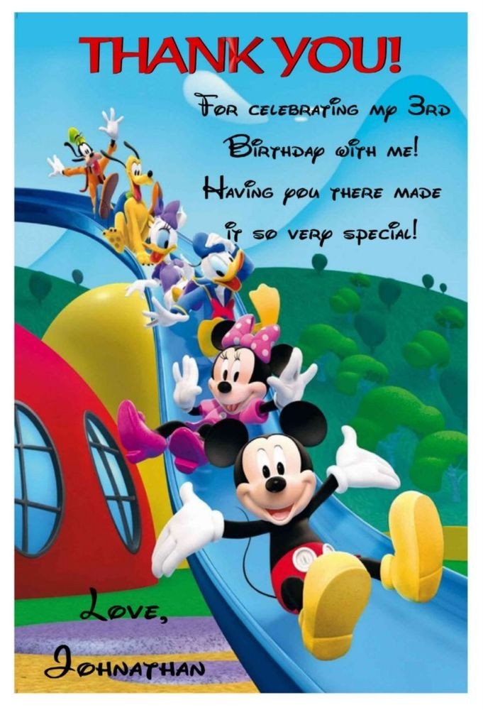 MICKEY MOUSE CLUBHOUSE BIRTHDAY THANK YOU CARDS