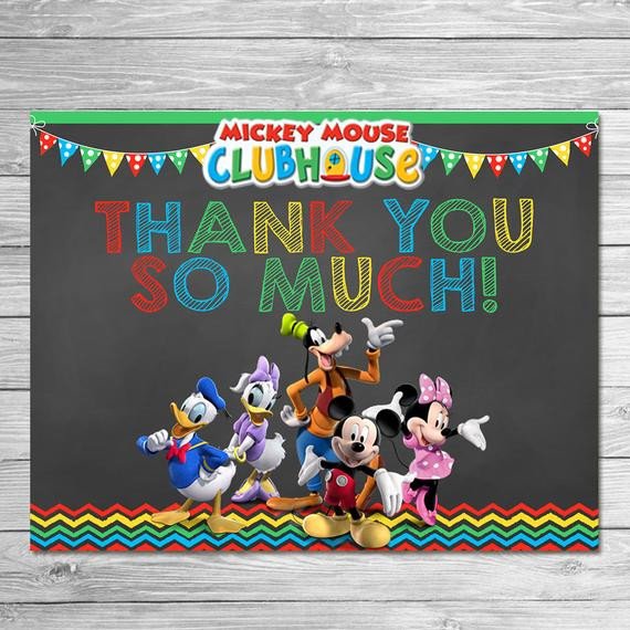 Mickey Mouse Clubhouse Thank You Card Instant Download