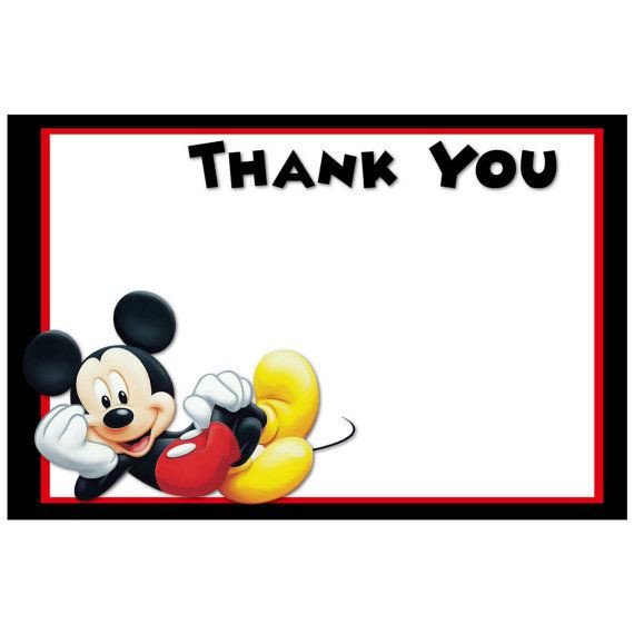 Printable Mickey Mouse Thank You Cards Digital Mickey