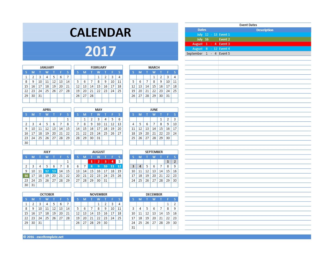 2017 and 2018 Calendars