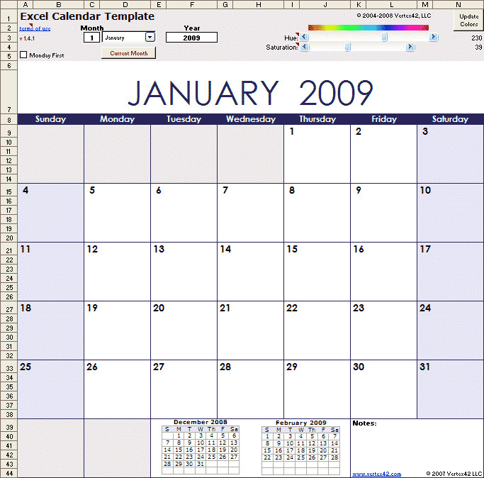 Excel Calendar Template for 2019 and Beyond