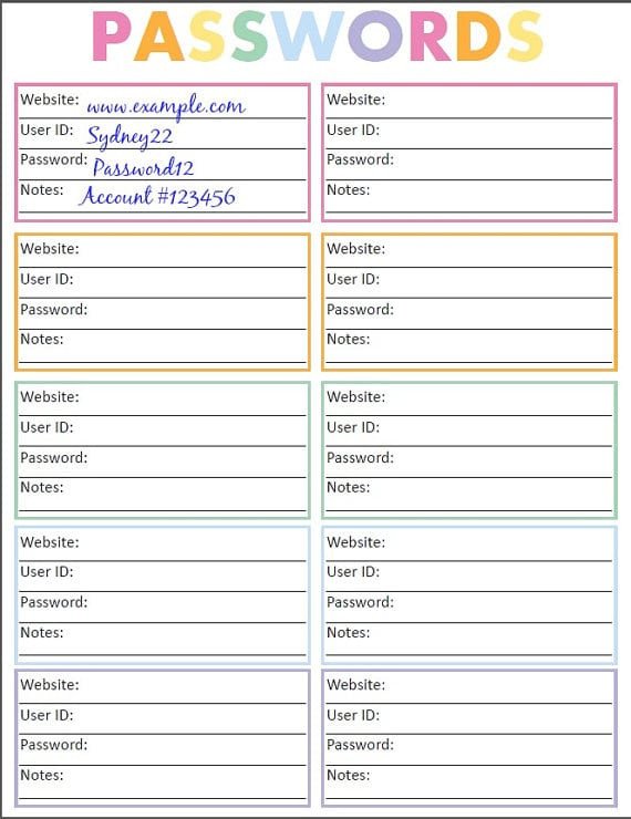 5 Password List Templates formats Examples in Word Excel