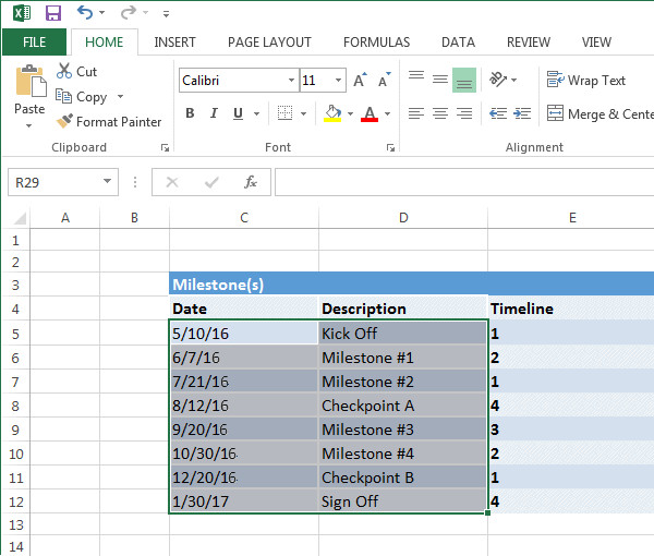 Excel Timeline Tutorial Free Template Export to PPT