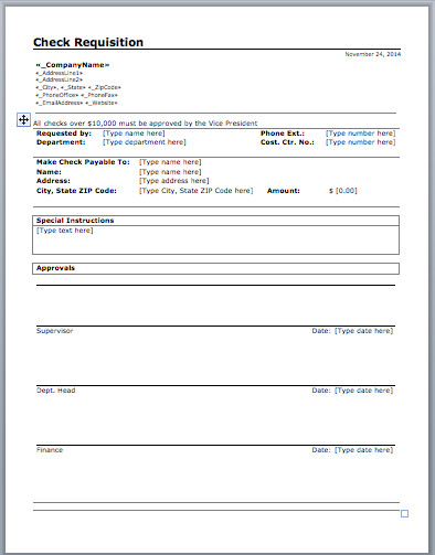 Check Requisition Template Microsoft fice Templates