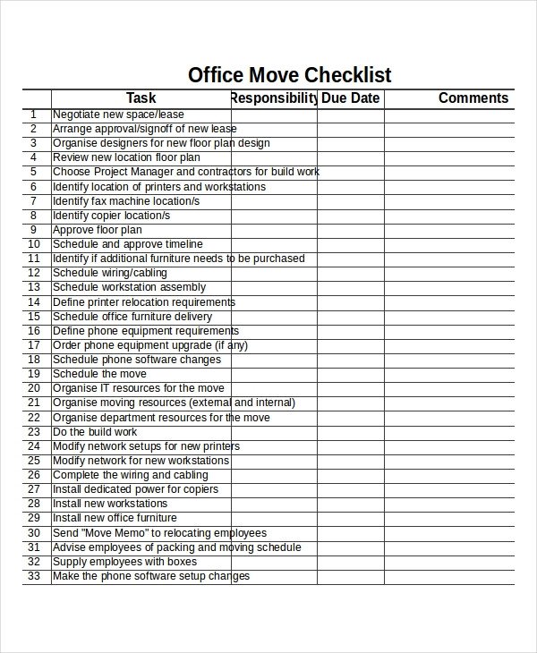 Checklist Template 19 Free Word Excel PDF Documents
