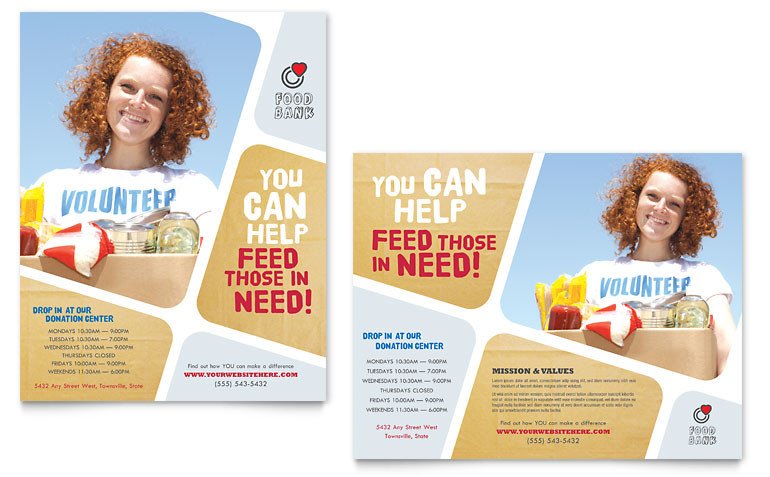 Food Bank Volunteer Poster Template Word & Publisher