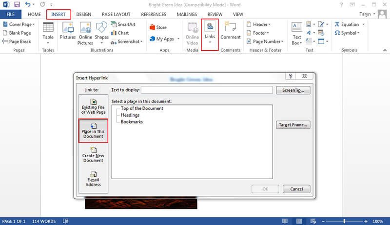 Make Bookmark Template in Word