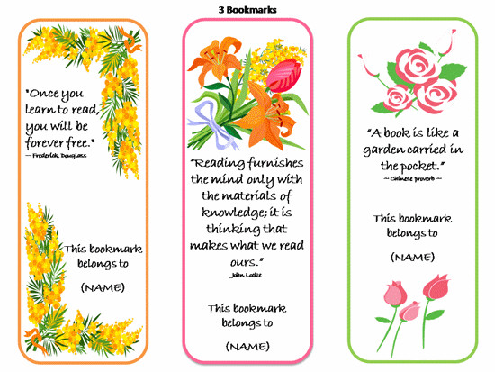 Printable Bookmarks Template