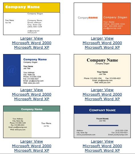 Microsoft Word Business Card Template