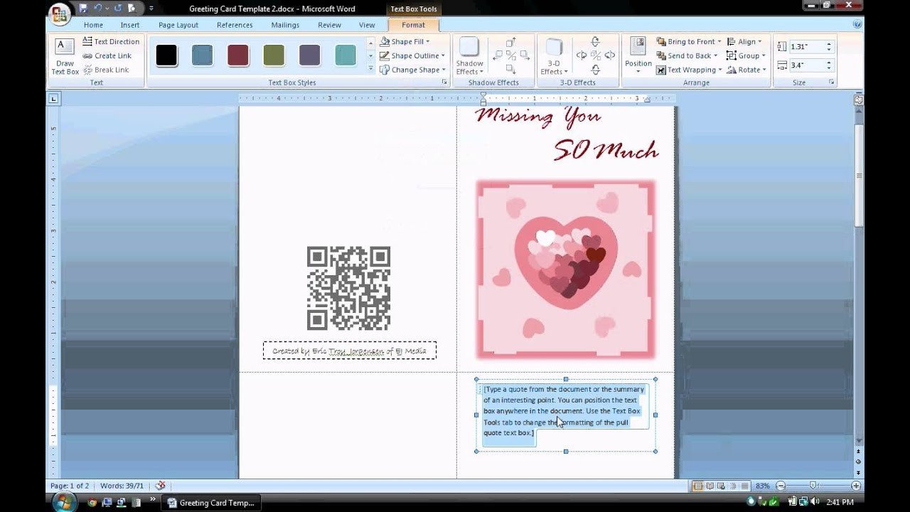MS Word Tutorial PART 1 Greeting Card Template