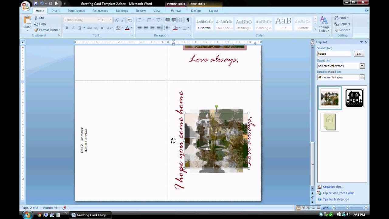 MS Word Tutorial PART 2 Greeting Card Template