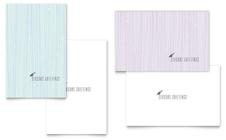 Snow Bird Greeting Card Template Word & Publisher