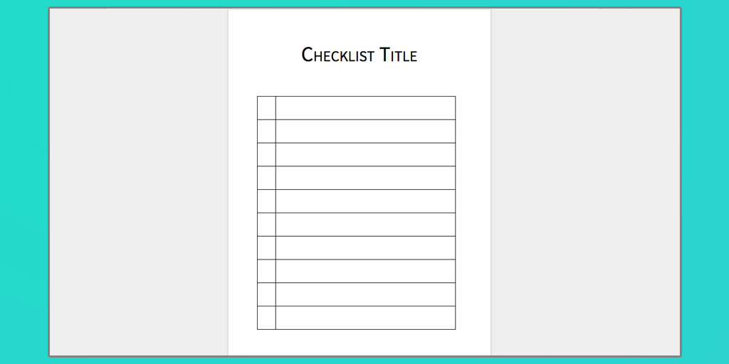 Checklist Template Word