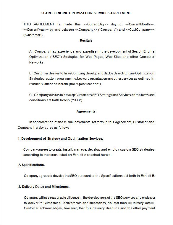 5 SEO Contract Templates DOC PDF