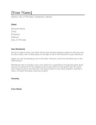 CV cover letter