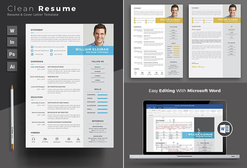 25 Professional MS Word Resume Templates With Simple
