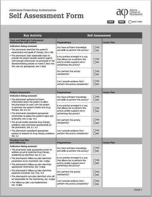 MS Word Self Assessment Form Template
