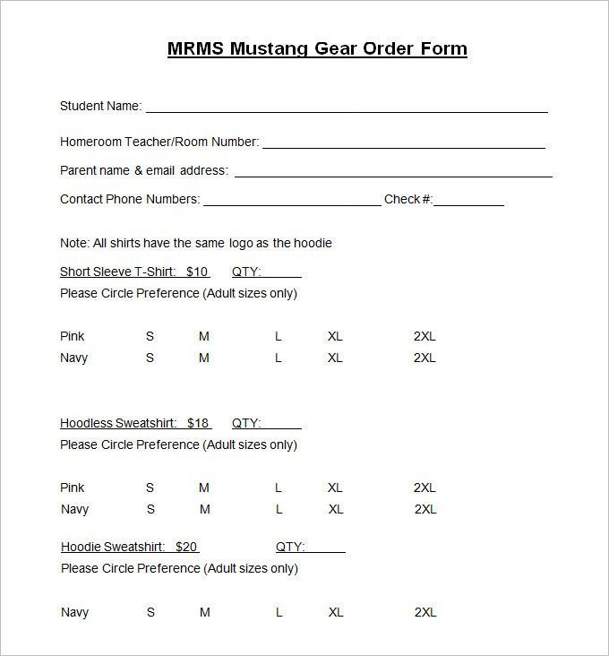 T Shirt Order Form Template 21 Free Word PDF Format