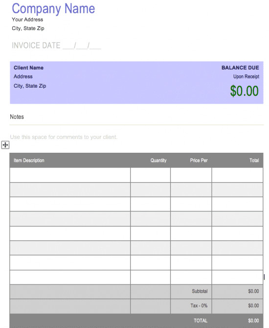 Free Free Blank Invoice Templates in Microsoft Word cx