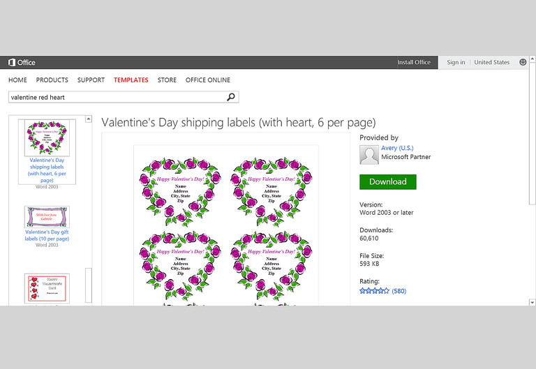 Free Valentine s Day Templates for MS fice