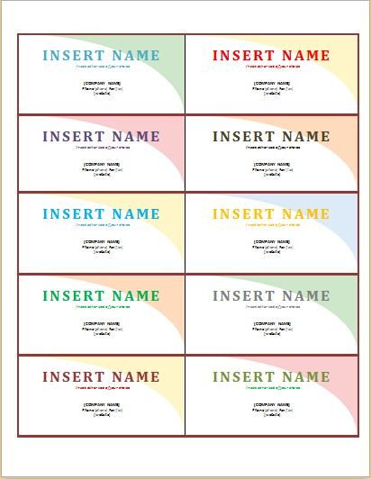 Name Tag Templates for MS WORD