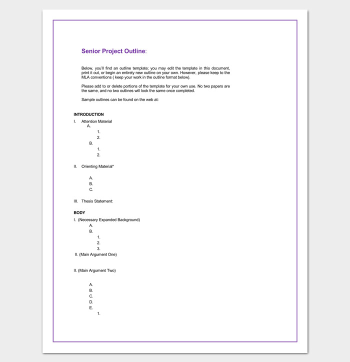 Project Outline Template 17 For Word PPT Excel and