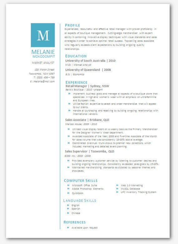 Modern Microsoft Word Resume Template Melanie Mokodompit