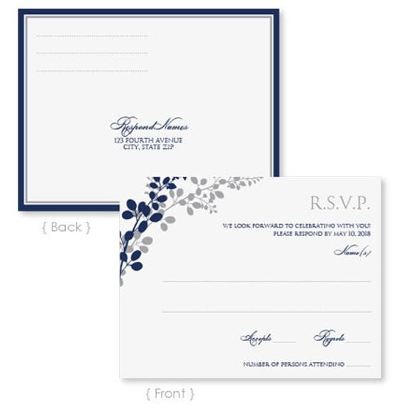 Wedding RSVP Postcard Template Instant Download by