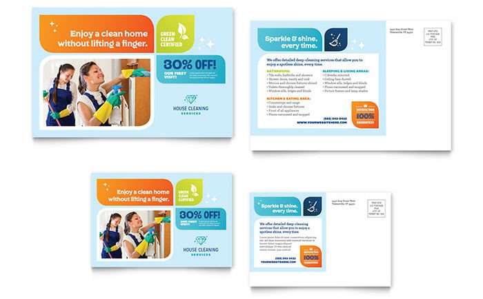 Cleaning Services Postcard Template Word & Publisher
